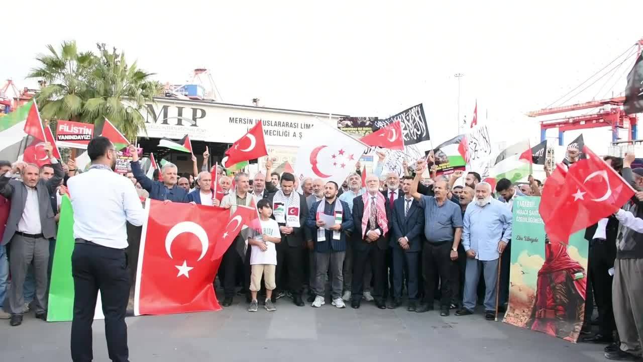 Mersin Limanı Önünden Ak Parti İktidarına Çağrı: "Gazze’ye İnsani Yardımı Tsk Götürsün"