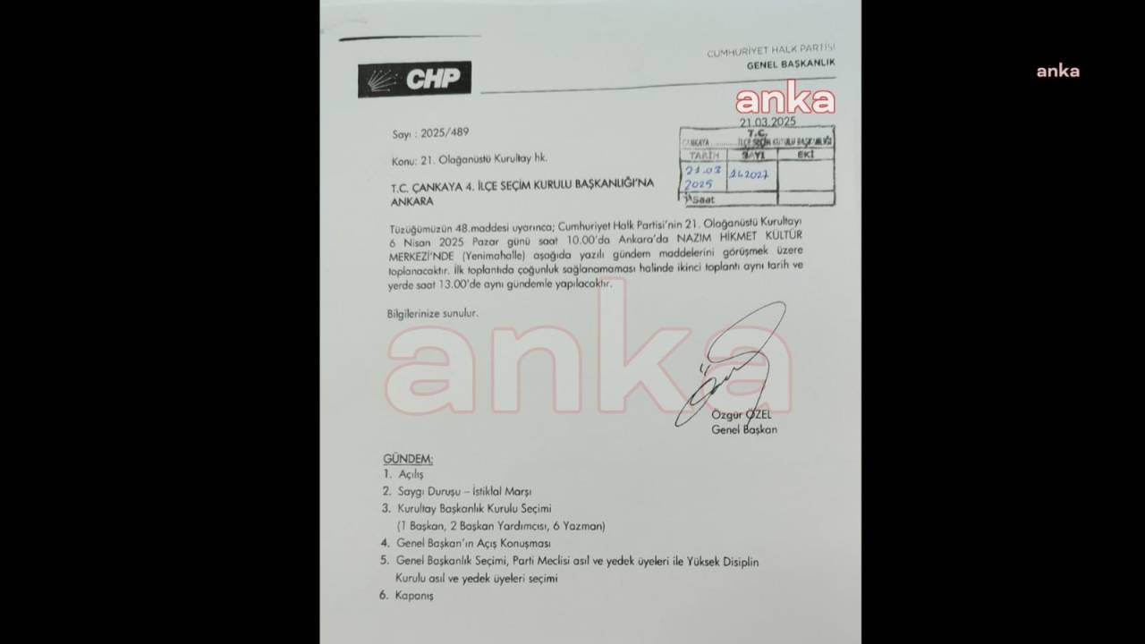 Chp, Olağanüstü Kurultay Kararını Çankaya İlçe Seçim Kuruluna Bildirdi