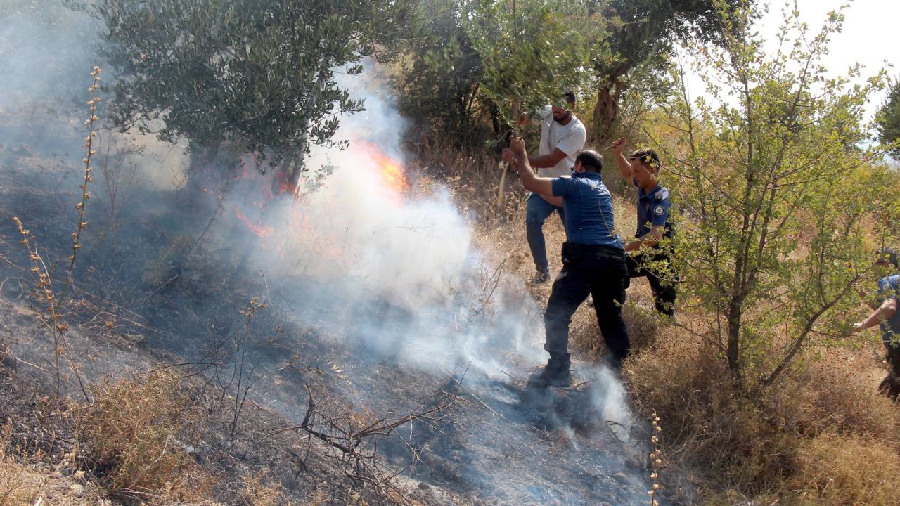 Hatay’da Makilik Yangını; Polisler Büyümesini Önledi