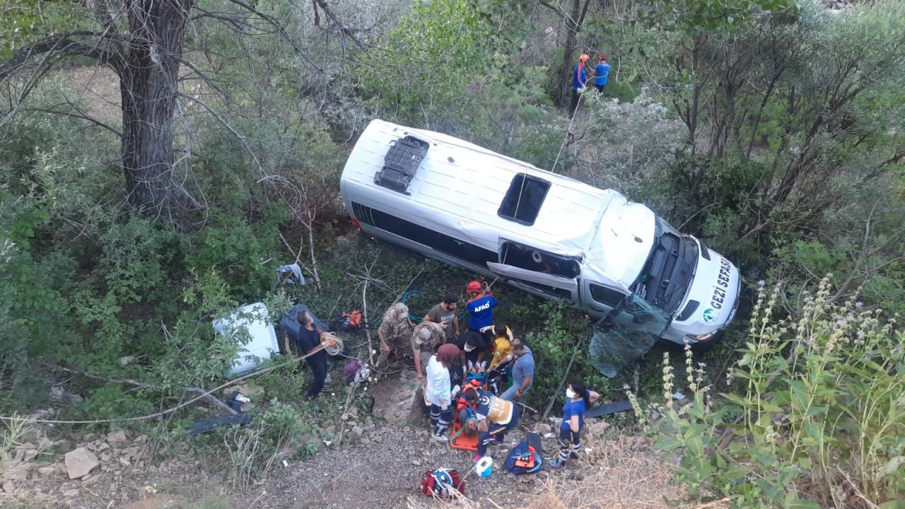 Tunceli'de, Karadeniz Turu Dönüşü Minibüs Şarampole Uçtu: 3'ü Ağır 19 Yaralı