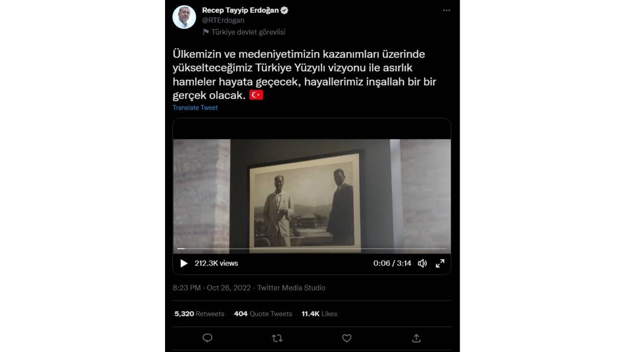 Cumhurbaşkanı Erdoğan'dan 'türkiye Yüzyılı' Paylaşımı