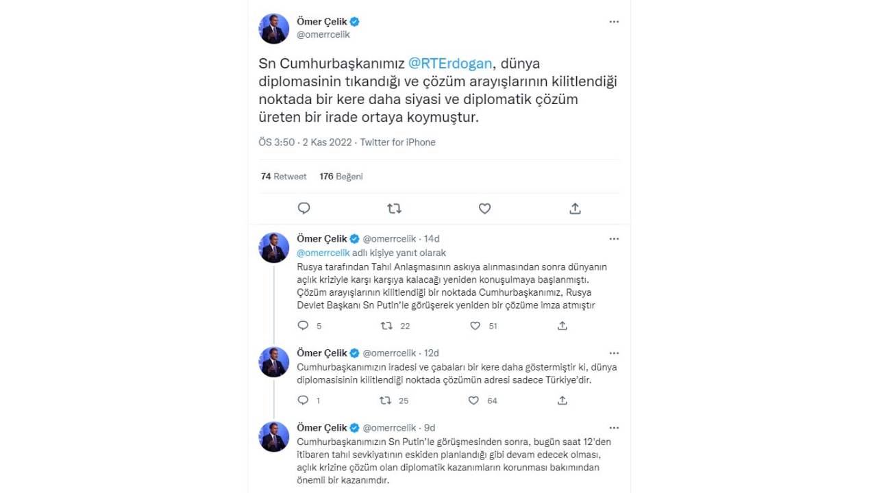 Ak Parti'li Çelik'ten 'Tahıl Diplomasisi' Açıklaması: Çözümün Adresi Türkiye