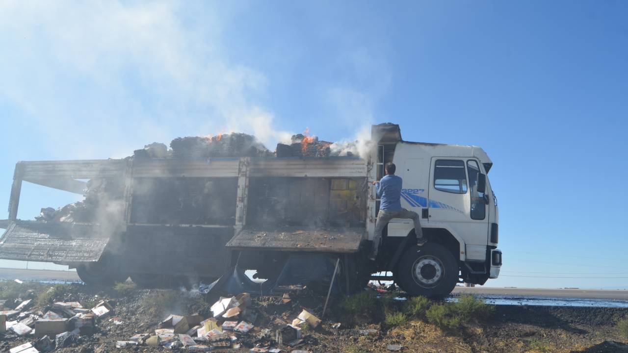 Kamyonun Kasasındaki Kuru Pastalar Yandı