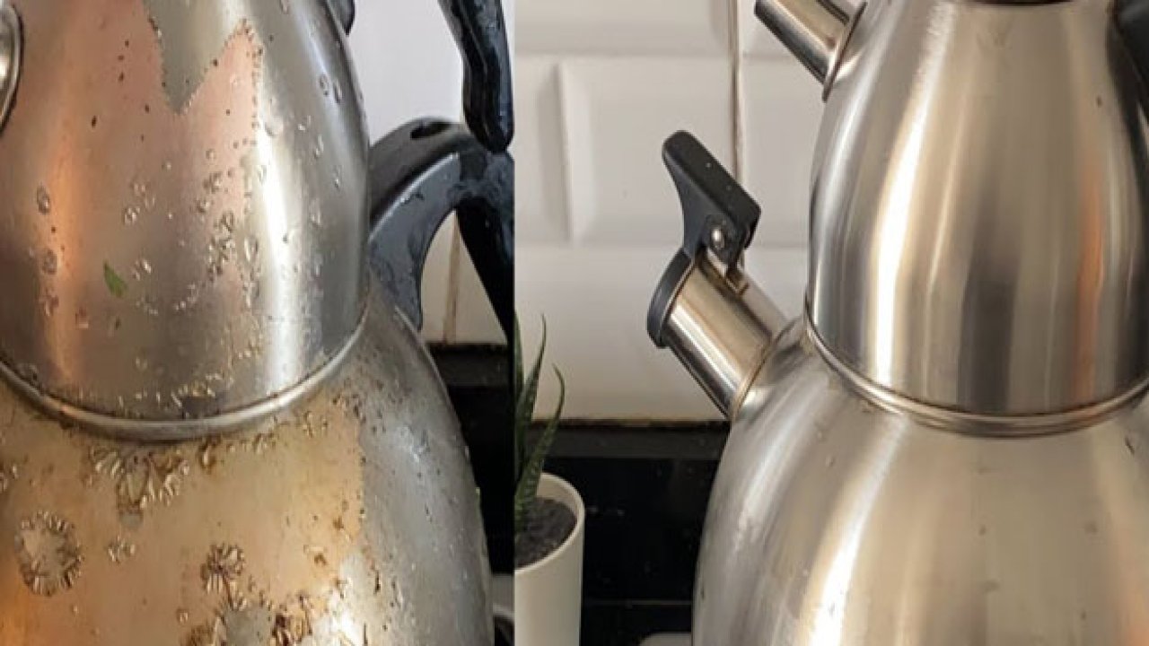 Demlik ve kettle için temizlik tüyosu;  Sadece 2 dakikada kireç lekelerini siliyor