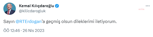 Kılıçdaroğlu’ndan Erdoğan’a Geçmiş Olsun Mesajı