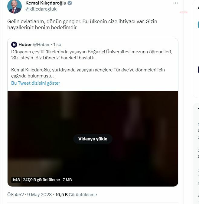 Kılıçdaroğlu: "Gelin Evlatlarım, Dönün Gençler. Bu Ülkenin Size İhtiyacı Var"