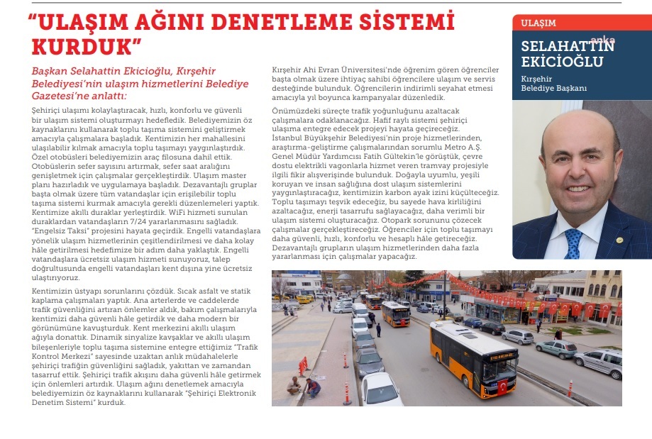 Kırşehir Belediye Başkanı Ekicioğlu, Ulaşım Hizmetlerine İlişkin Çalışmalarını Anlattı