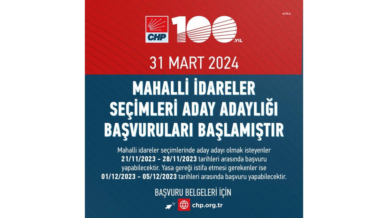Chp'de Mahalli İdareler Seçimi İçin Aday Adaylığı Başvuruları Başladı