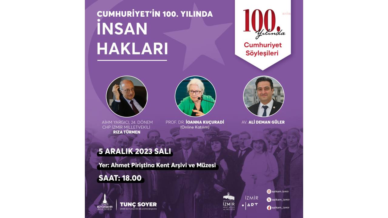İzmir'de “Cumhuriyet'in 100. Yılında İnsan Hakları" Apikam'da Konuşulacak