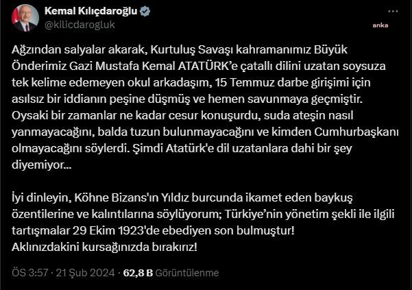Kemal Kılıçdaroğlu: Türkiye’nin Yönetim Şekli İle İlgili Tartışmalar 29 Ekim 1923'de Ebediyen Son Bulmuştur