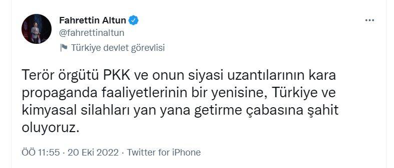 İletişim Başkanı Altun'dan 'kimyasal Silah' İddiasına Tepki